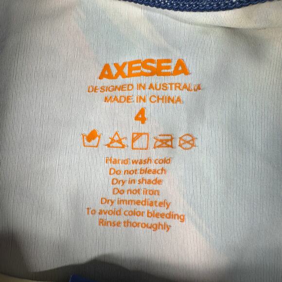 Axesea Swimsuit Womens 4 Blue Watercolor Rash Guard Long Sleeve Sun Protection - Picture 4 of 9